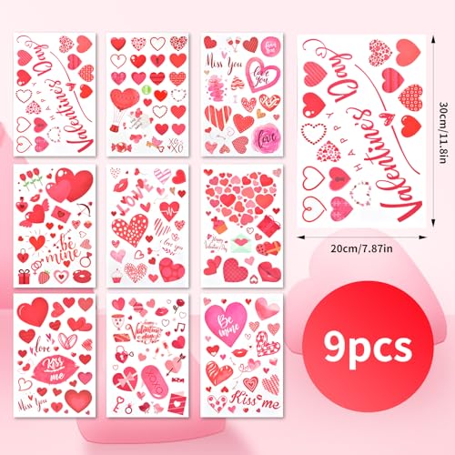 Valentine's Day Window Clings - 218 Piece Love Heart & Kiss Set