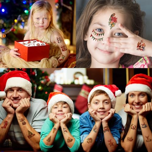 UVUXO 102 Pcs Christmas Temporary Tattoos for Kids Individually Wrapped