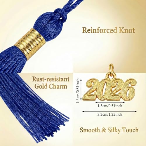 2026 Blue Graduation Tassel with Gold Year Charm for Cap and Gown