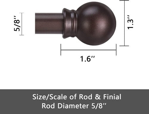 GXOACKJ Decorative Curtain Rods - Heavy Duty Metal, 32-48 Inch, Brown Finish with Brackets