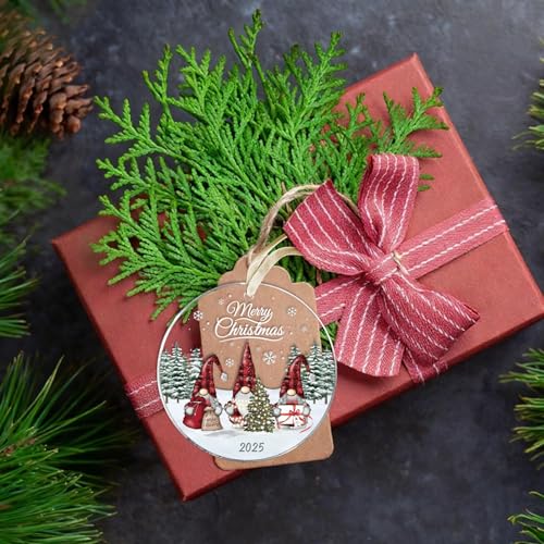 Gnome Christmas Ornament 2025 - Acrylic Holiday Decor Gift