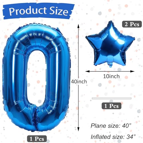 40-Inch Navy Blue Number Foil Balloon Set for Birthday & Anniversary