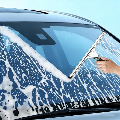 MRDARENSU 14'' Stainless Steel Shower Squeegee - Black & Silver