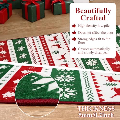 Christmas Washable Area Rug 5x7 ft Colorful Tree Deer Bell - Variations of this Listing