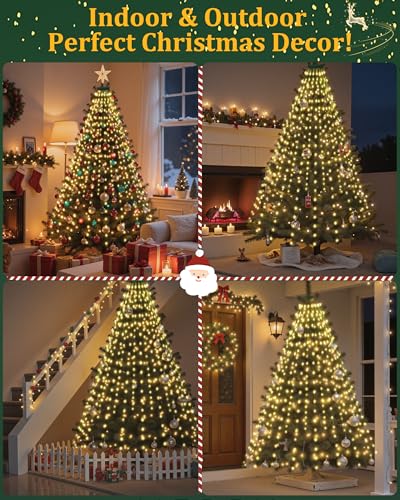 Warm White 400 LED Christmas Tree Lights with 8 Modes & Timer - Outdoor Holiday Decor