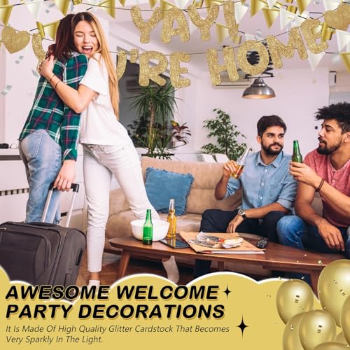 Champagne Gold Yay You're Home Banner - Ready to Display