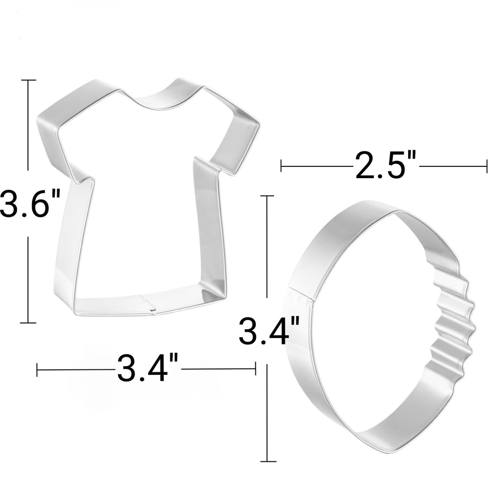 Football Cookie Cutters 2 PCS, with Jersey, 3.5'' (Football)
