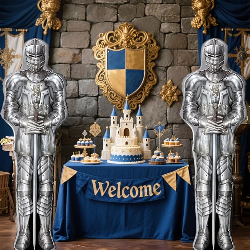AFZMON 2Pcs Knight Balloons - Medieval Party Decorations