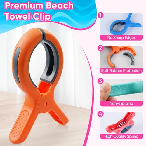 HiGift Jumbo Beach Towel Clips for Chairs - 8 Pcs Heavy Duty Holder Set