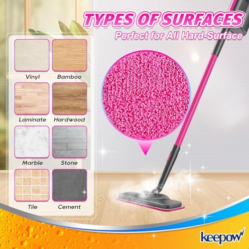Pink 2 Pack Washable Multi-Surface Steam Mop Pads Compatible with Schenley & Hestia Models