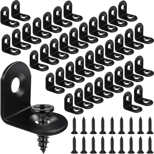40PCS Black L Brackets for Wood Furniture Reinforcement