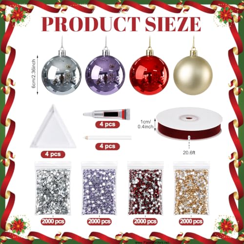 DIY Christmas Rhinestone Ornament Kit with 12 Plastic Balls & Sequin Supplies