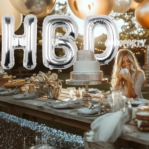 AOAOParty 40 Inch Silver Letter Balloon S Big Foil Mylar Party Decor
