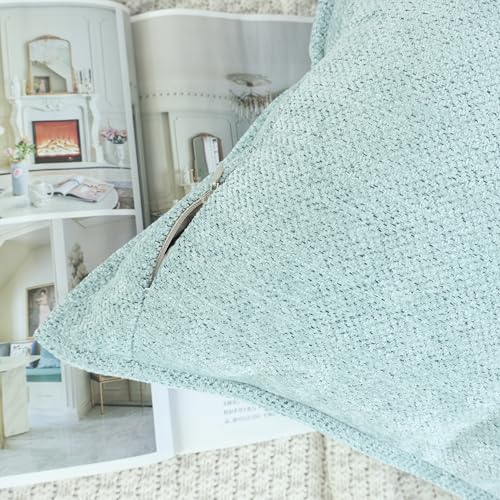 OYIMUA 18x18 Turquoise Blue Chenille Throw Pillow Covers - Set of 2