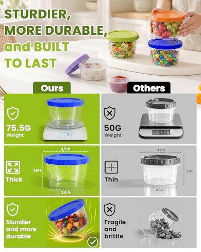 Reusable Food Storage Containers Set with Airtight Twist Lids - 13 Pack, BPA-Free Plastic, Leakproof & Microwave Safe