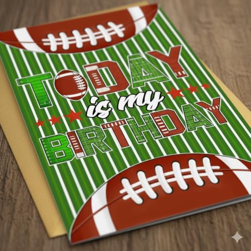 Football Greeting Card with Gold Envelope – Perfect for Birthdays & Thank You Notes