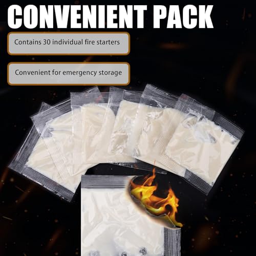 30 Pack Waterproof Quick Instant Fire Starters for Camping & BBQ