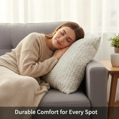 Textured Corduroy Throw Pillow Cover 18x18 Inch - Cream White