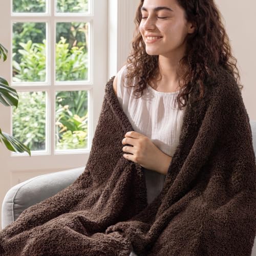 Exclusivo Mezcla Soft Fleece Throw Blanket - Coffee, 50" x 60"