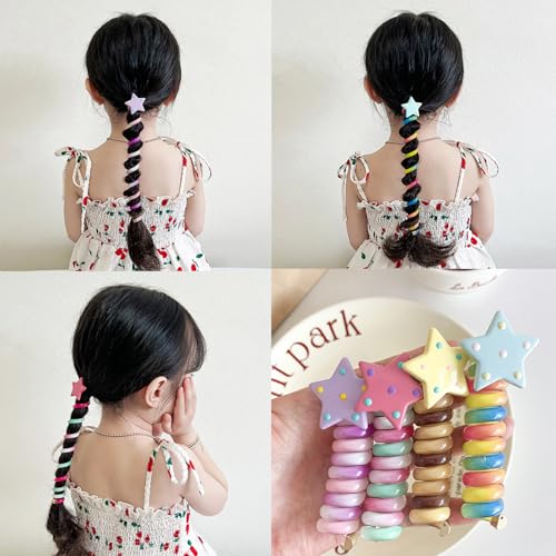 Spiral Hair Ties 4 Pcs Star Braided Telephone Cord Hair Scrunchies