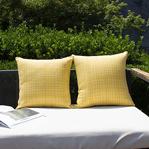 Kevin Textile Outdoor Waterproof Pillow Covers, 18x18 Inch, Yellow (2 Pack)