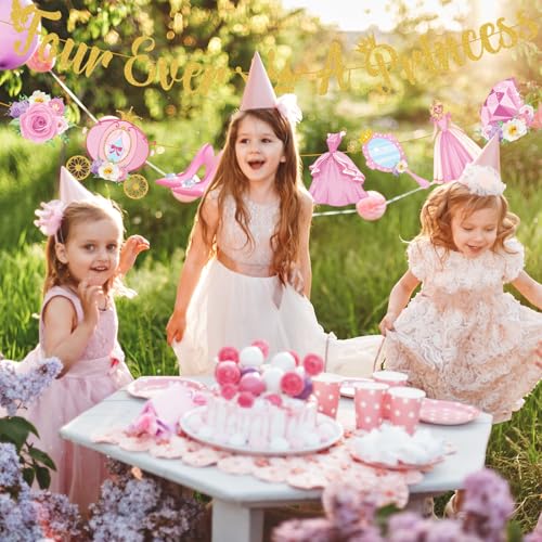 Four Ever a Princess 4th Birthday Banner - Gold & Pink Party Decor