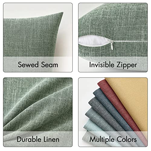 MIULEE Linen Textured Christmas Pillow Cover 20x20 Inch Sage Green Pack of 2