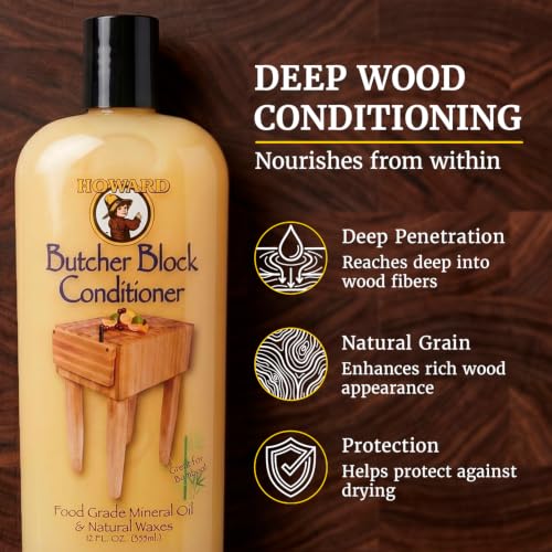 Howard Butcher Block Conditioner & Food Grade Mineral Oil, 12 Fl Oz