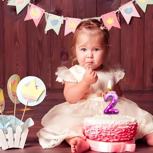 Pink Number 8 Birthday Candle with Silver Heart Cake Topper