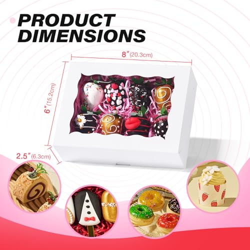 50 Pack White Bakery Boxes with Window for Pastries & Treats - Variation of 50 / White