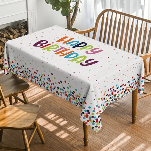 Horaldaily Birthday Tablecloth - White 60x104 Inch Rectangular Celebration Decor