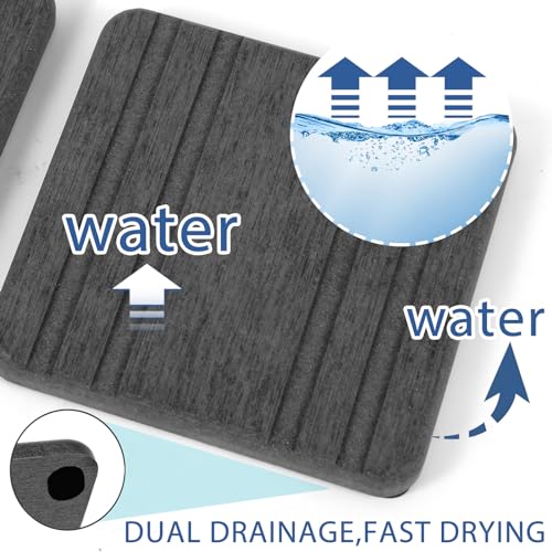 3-Piece Diatomite Stone Sink Tray Set - Dark Gray Stripe, Fast Drying Coasters for Kitchen & Bathroom
