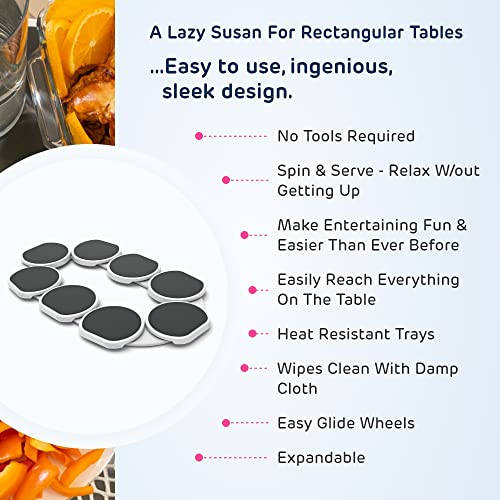 Expandable Lazy Susan Turntable for Rectangular & Oblong Tables - Dark Gray