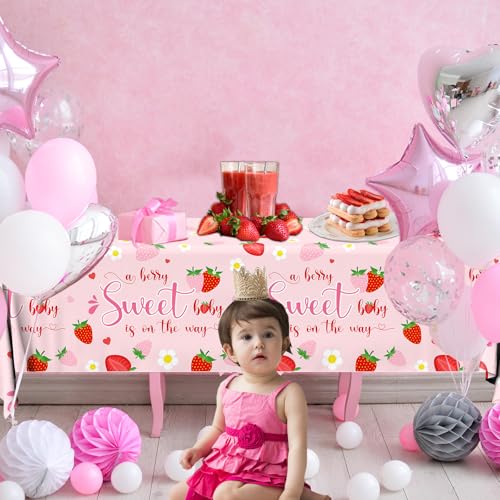 Strawberry Baby Shower Tablecloth Set - 3 Pack, 108x54in