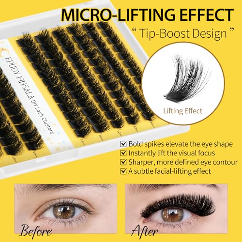 EPUDY FIHSALA 200D Fluffy Lash Clusters 10-18mm D Curl Wispy Extension Kit