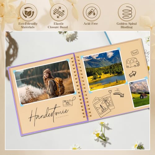 8x8 Inch DIY Scrapbook Photo Album with Kraft Pages - 60 Blank Pages