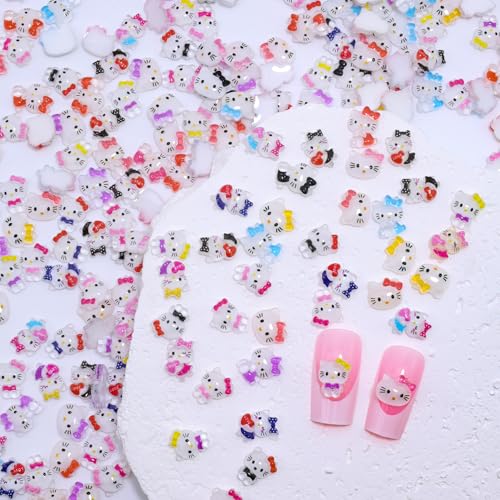 60Pcs Cute Nail Rhinestones Mixed Cartoon Resin Gems Flatback Charms