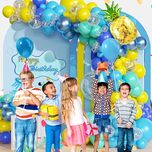 147pcs Cartoon Pineapple Balloon Arch Kit - Blue & Yellow