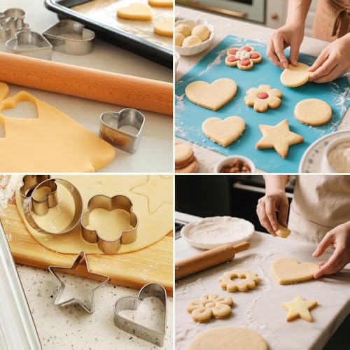 Stainless Steel Cookie Cutters Set of 12 - Heart, Flower, Star Shapes