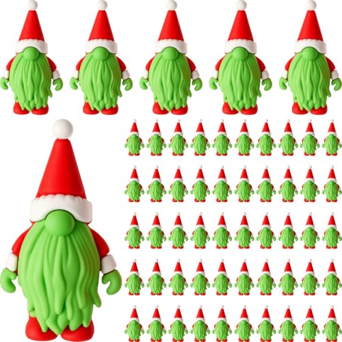 50 Pcs Christmas Mini Gnome Figurines Bulk Lime Green Holiday Decor - Table Centerpieces & Garden Props