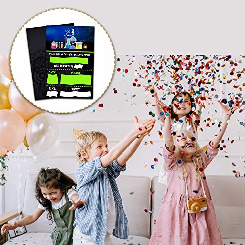 Mad Science Birthday Party Invitations with Envelopes, 20 Pack