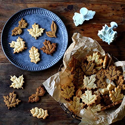 4Pcs Maple Leaf Cookie Cutter Set with Plunger - Baking & DIY Crafts