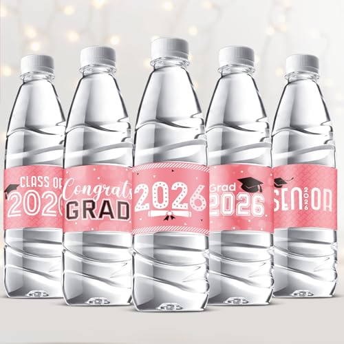 39 Pcs Graduation Water Bottle Labels - Class of 2026 Stickers