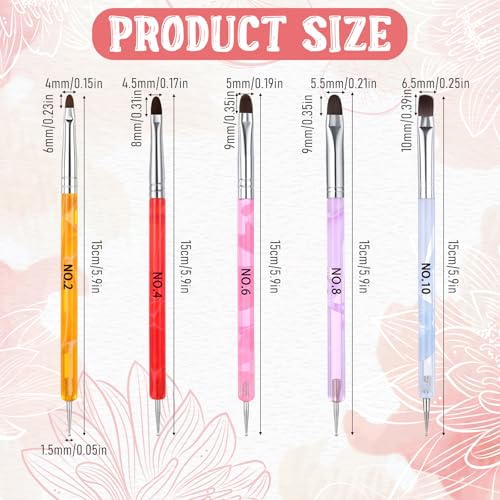 Dual-Headed French Gel Nail Art Brush Set with Dotting Tools, Mixed Sizes