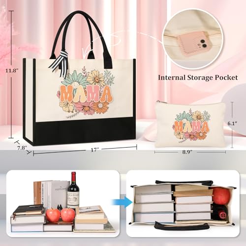 Mama Bags 2 - Personalized Canvas Tote & Makeup Bag Set for Mom