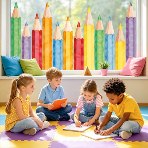 Extra Large Back to School Pencil Window Clings - 3 Sheets