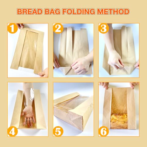 Kraft Paper Bread Bags with Window & Twist Tie - 10 Pack