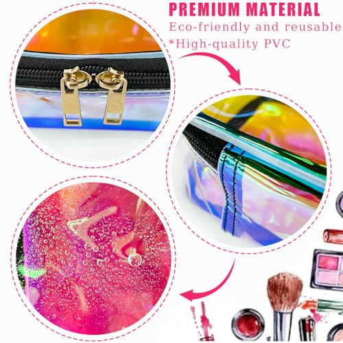 TotePrint Holographic Pink Makeup Bag Clear Travel Toiletry Pouch