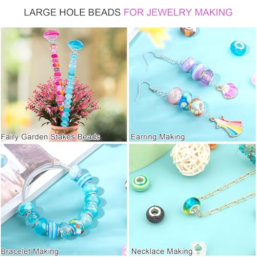 60Pcs Orange Large Hole Beads 5mm European Craft Beads for Jewelry Making