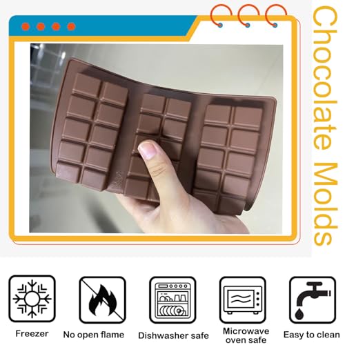 Food Grade Silicone Chocolate Bar Molds for Baking & Candy